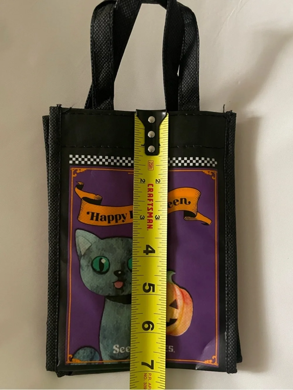 Rare See's Candies‎ Vintage Halloween Reusable Mini Gift Tote Bag Black Cat Owl